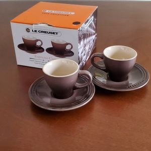 Le crueset espresso cups with saucers set of two